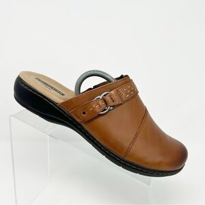 Clarks Leisa Sadie Women's Clog Mule Brown Slip-On Wedge Shoes Size 10 M